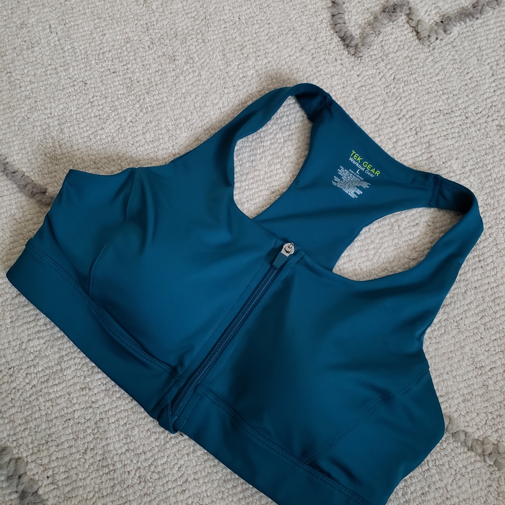 tek gear Teal Front-Zip Racerback Sports Bra